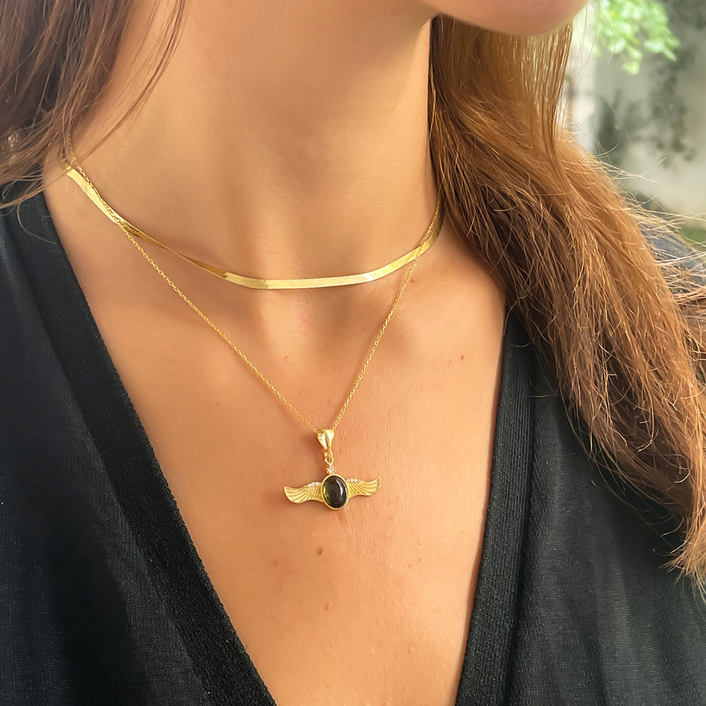Collier ailes d'ange avec pierre