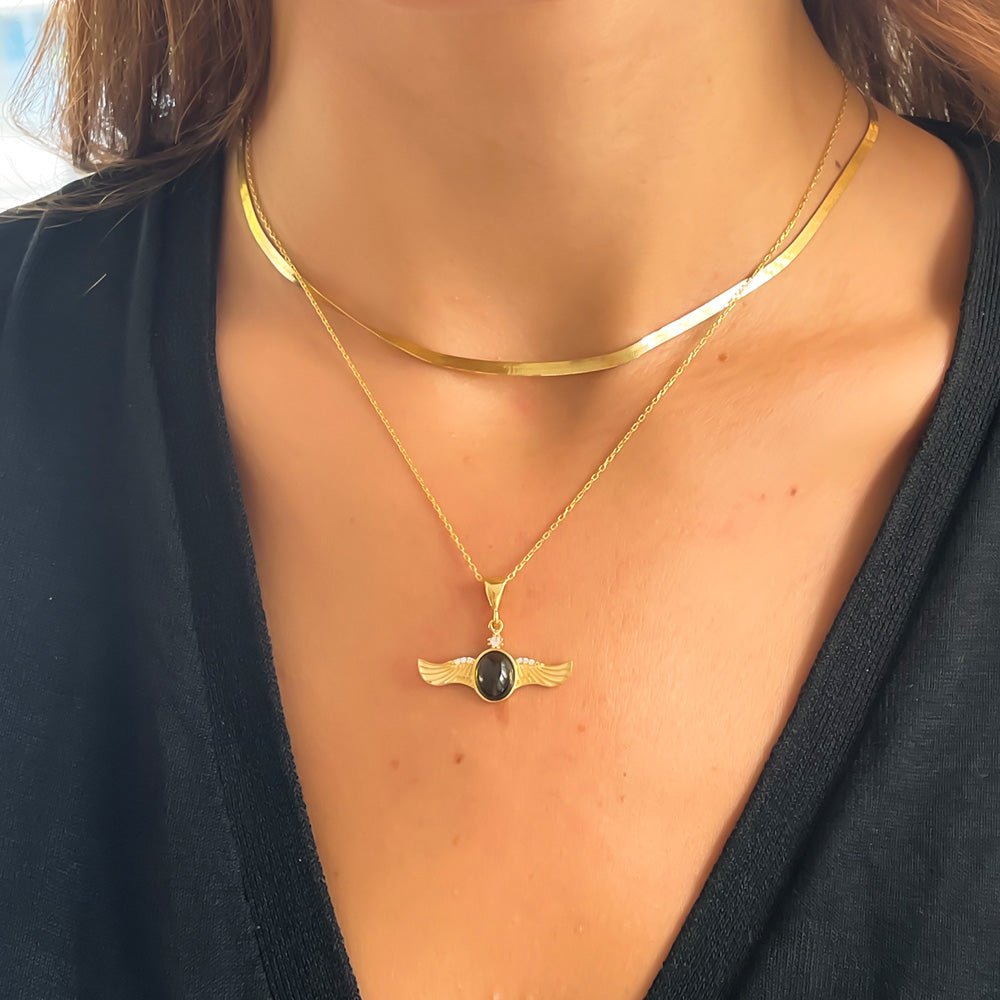 Collier ailes d'ange avec pierre