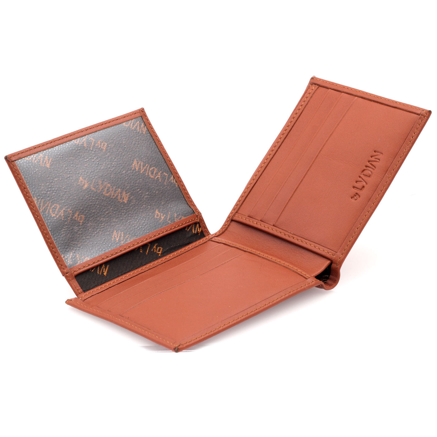 Portefeuille en cuir marron avec gravure du texte 256T