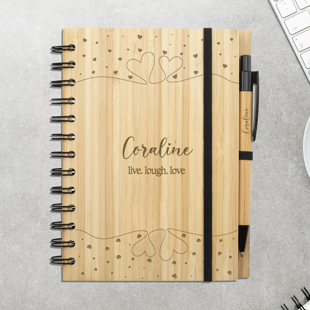 Carnet de gravure en bambou A5 et stylo