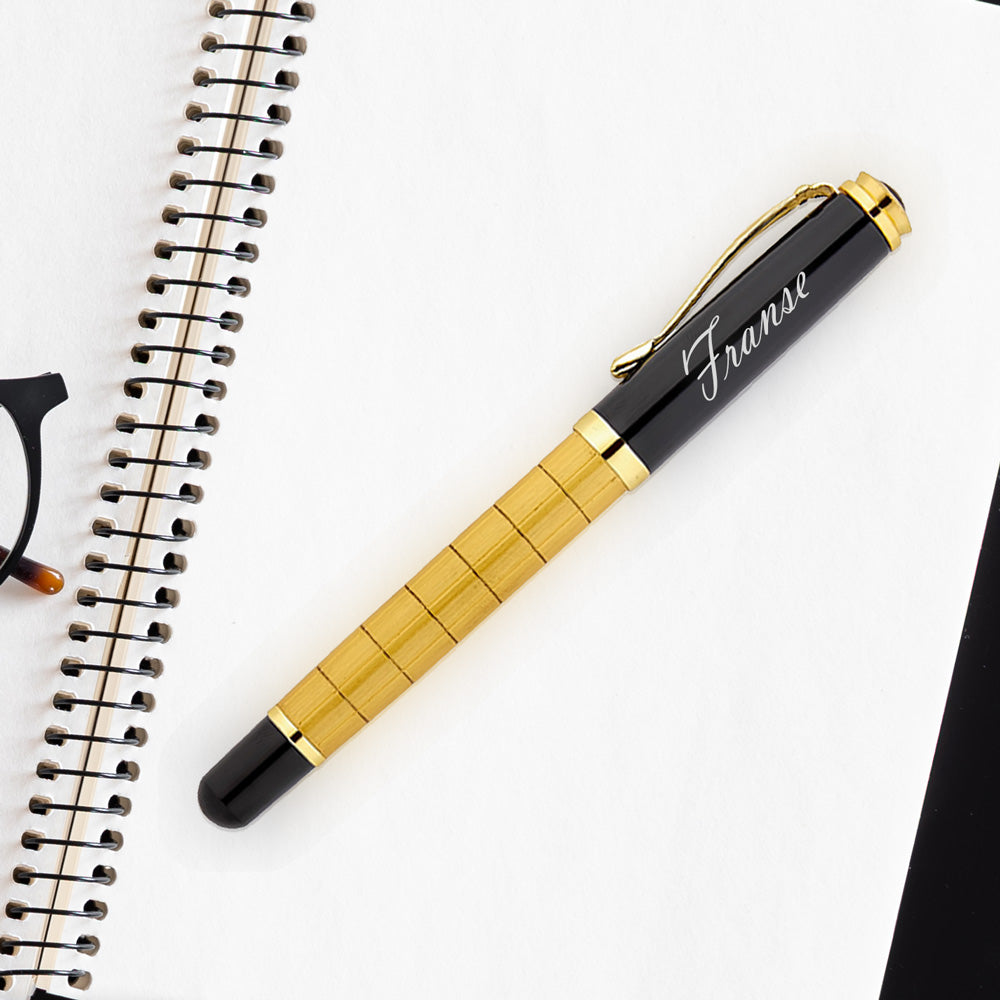 Set d'écriture stylo roller personnalisé avec coffret en bois gravé BLP1214-R