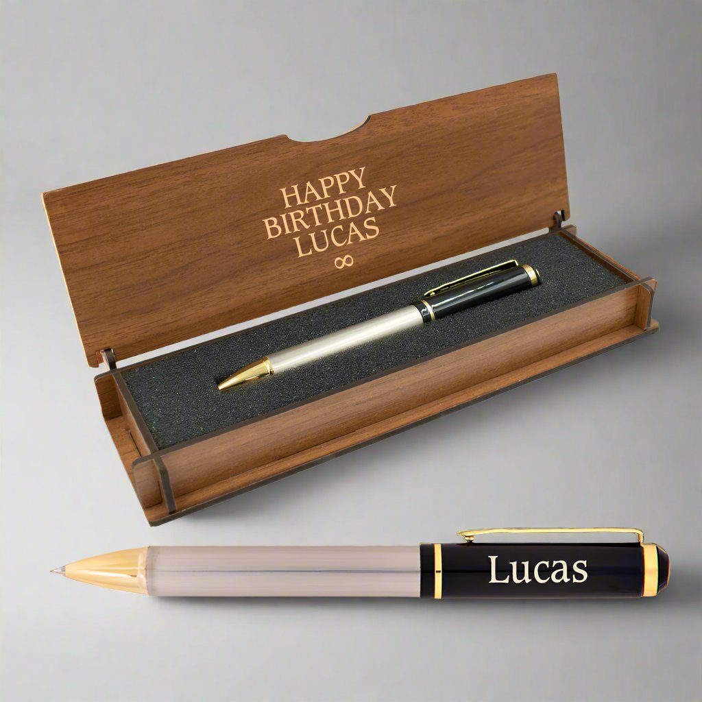 Ensemble de stylos personnalisés - Ensemble d'écriture avec boîte en bois gravée BLP2118