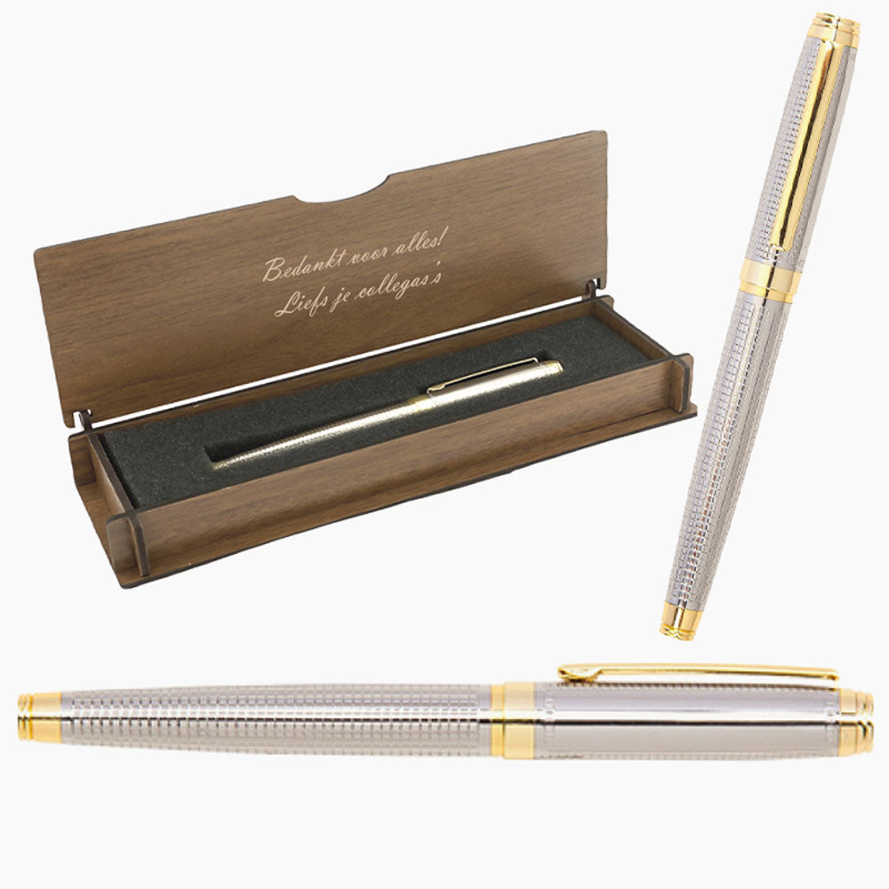 Stylo Roller Personnalisé - Avec Coffret Bois Gravé