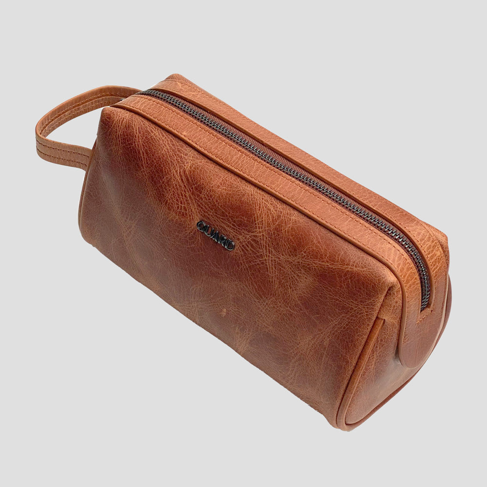 Trousse de toilette en cuir - Marron