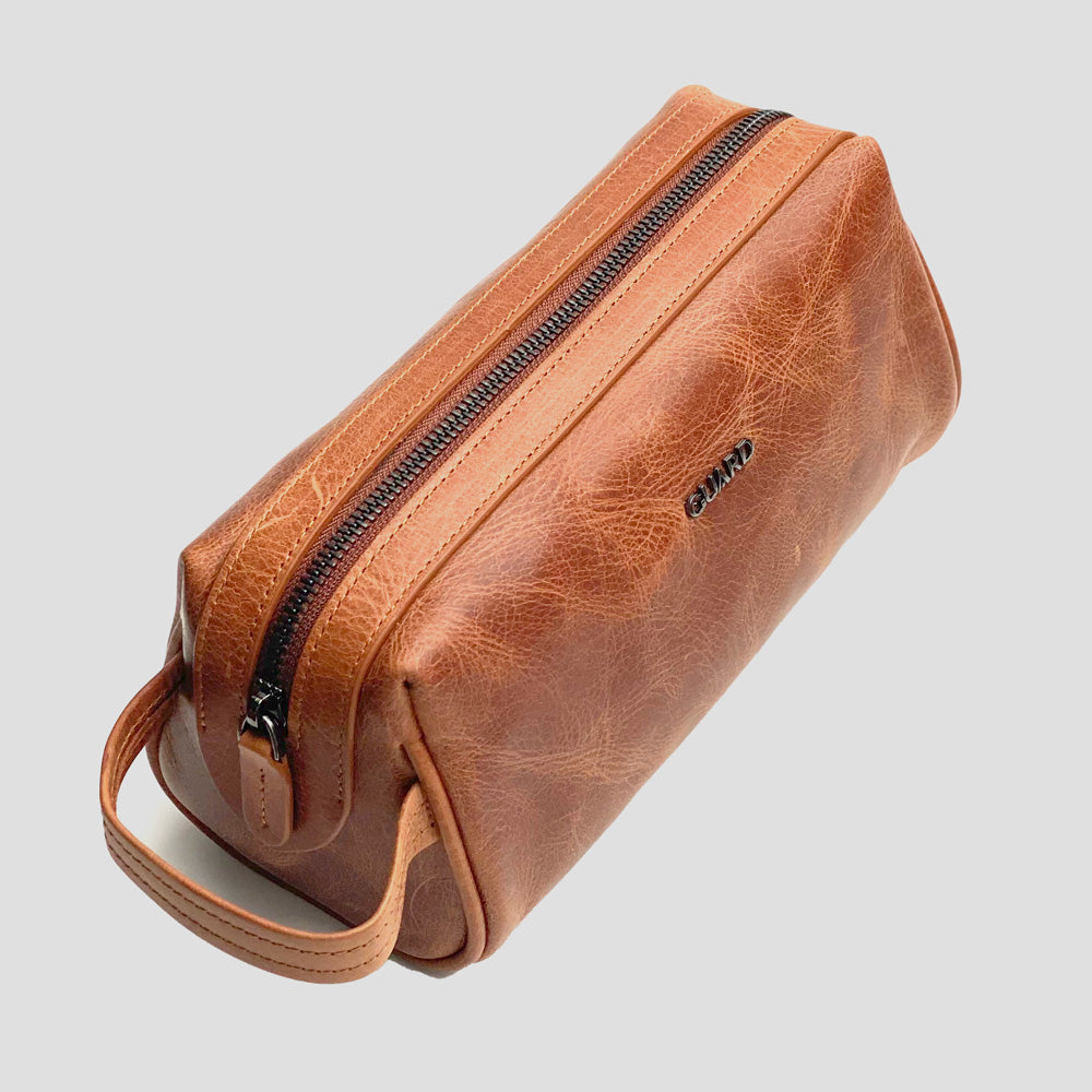 Trousse de toilette en cuir - Marron