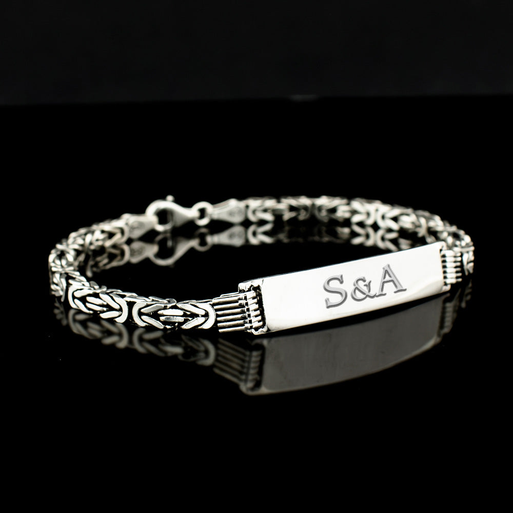 Bracelet homme en argent maille king avec prénom