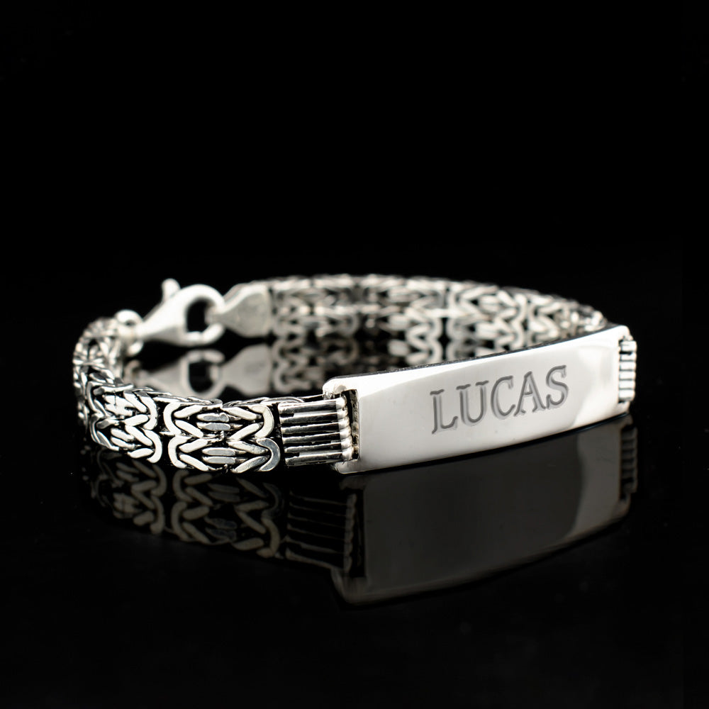 Bracelet homme en argent maille king avec prénom