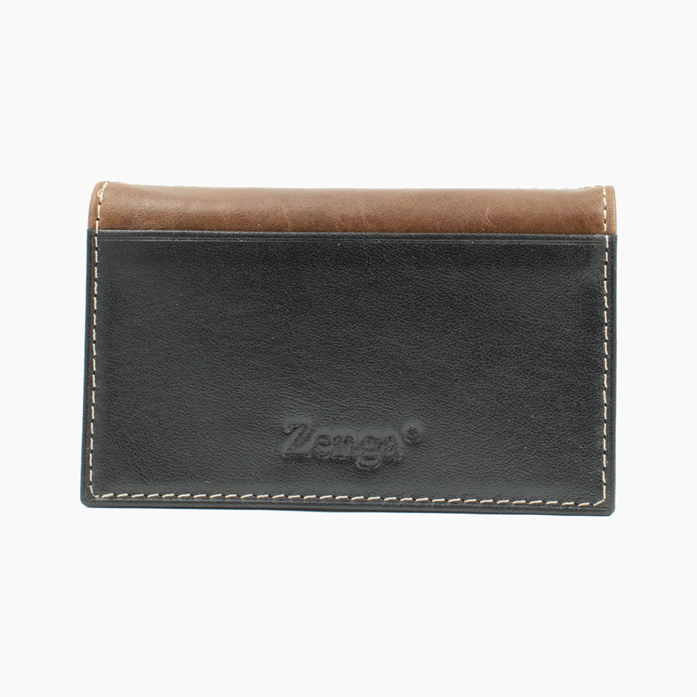 Porte-cartes en cuir noir et marron BLW022-4