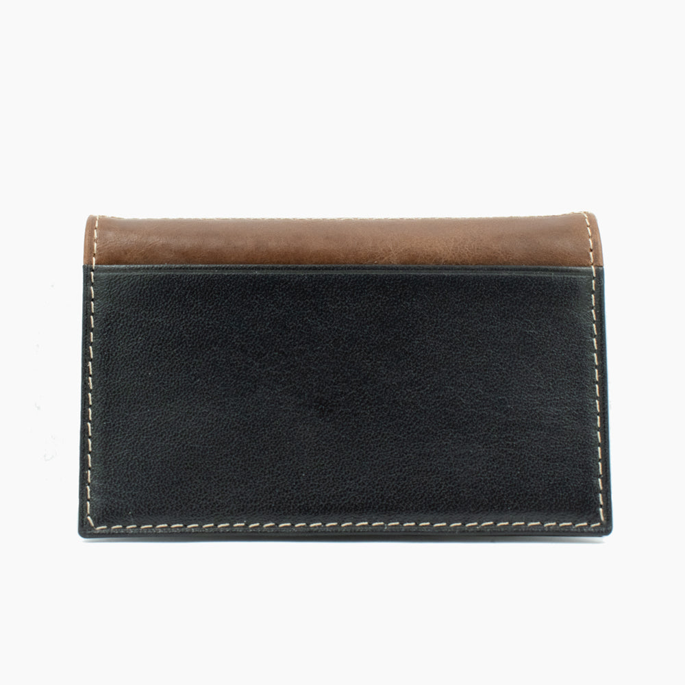 Porte-cartes en cuir noir et marron BLW022-4