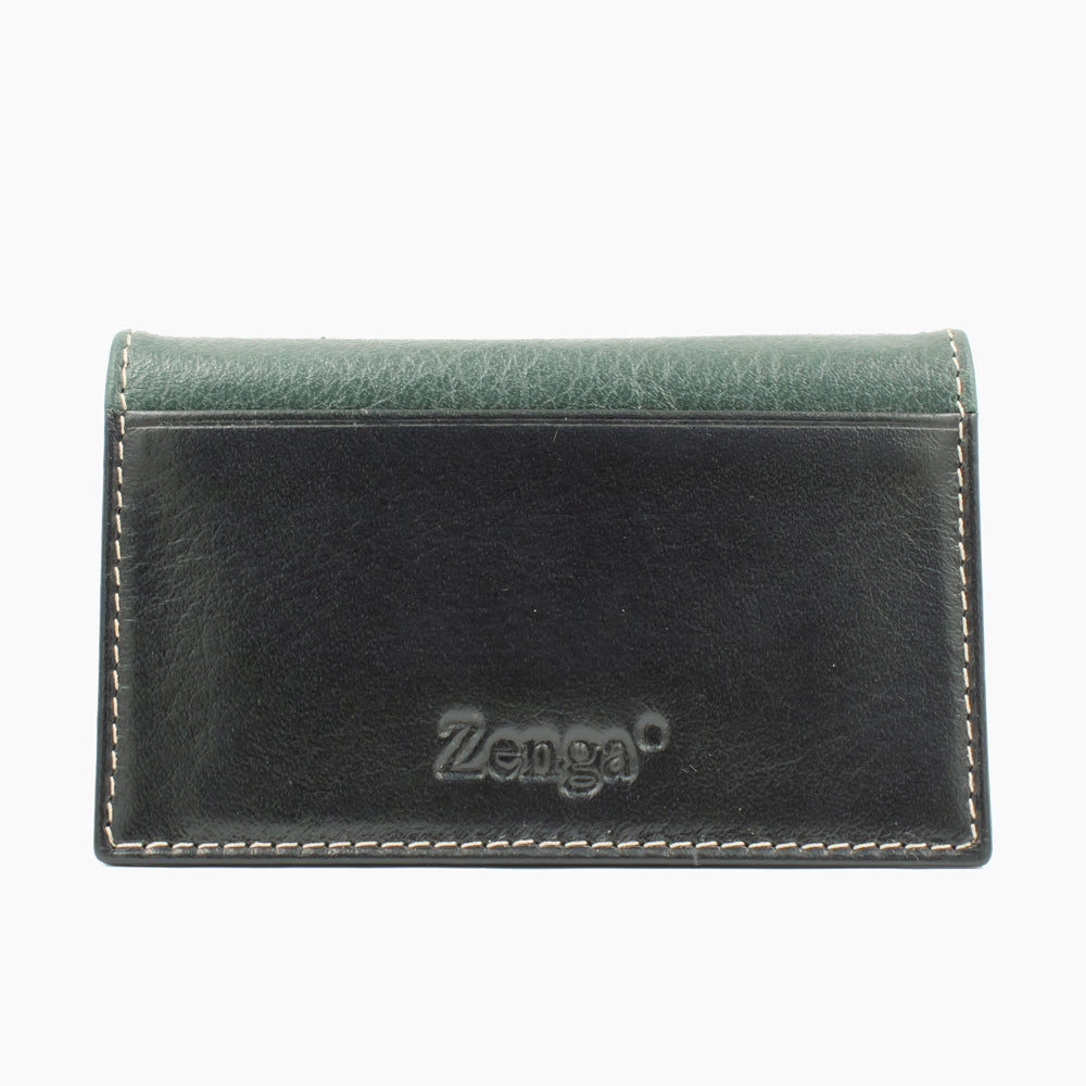Porte-cartes en cuir noir et vert BLW022-61