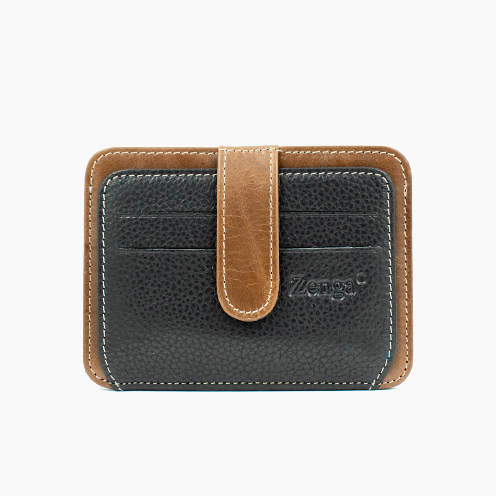 Porte Carte Cuir Noir et Marron 024-04