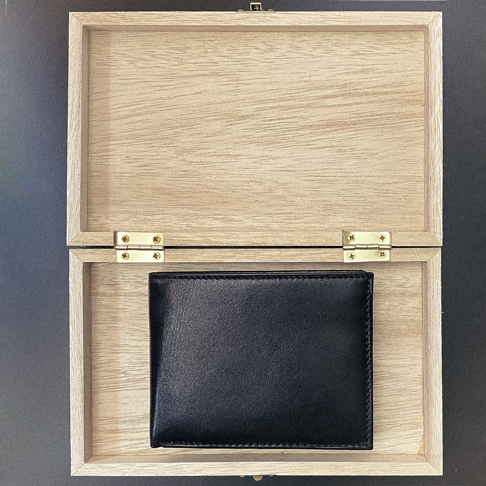 Portefeuille en cuir noir avec nom 1155_22B