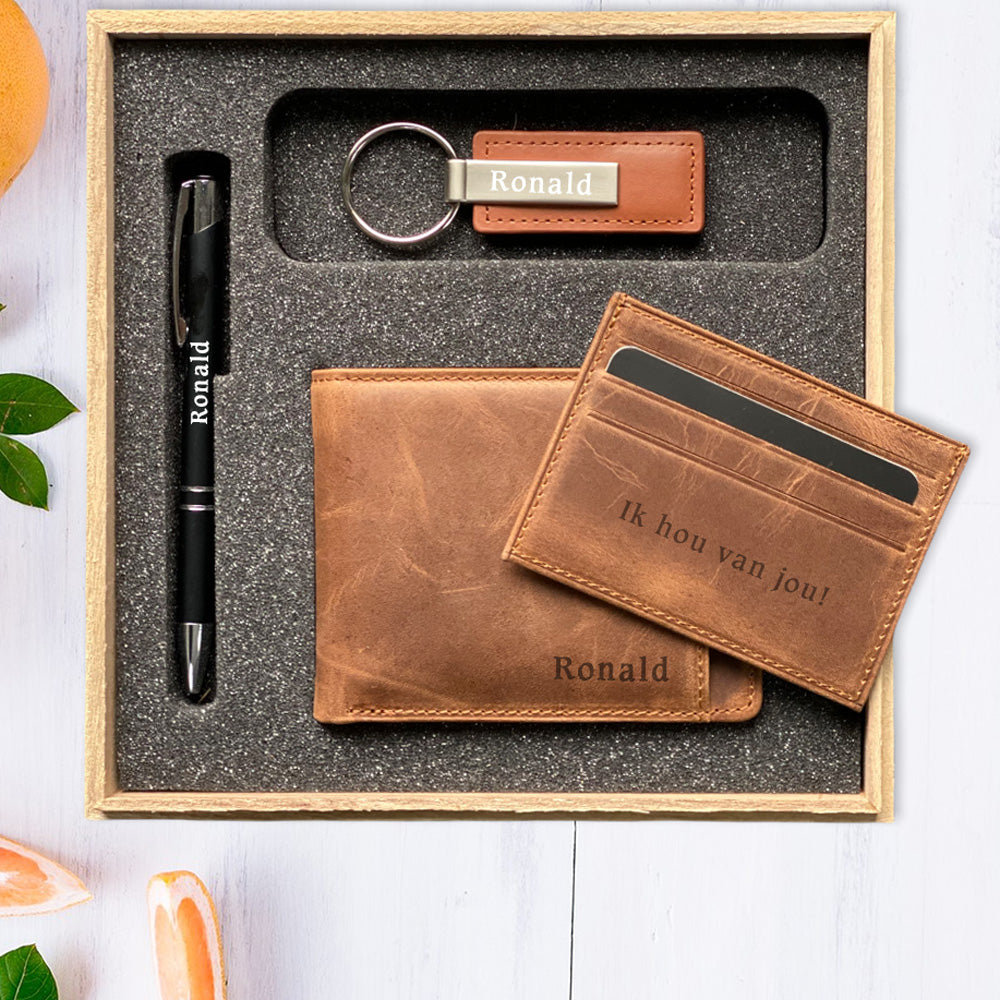 Coffret cadeau personnalisé - Stylo - Portefeuille - Porte-clés - Coffret cadeau 1