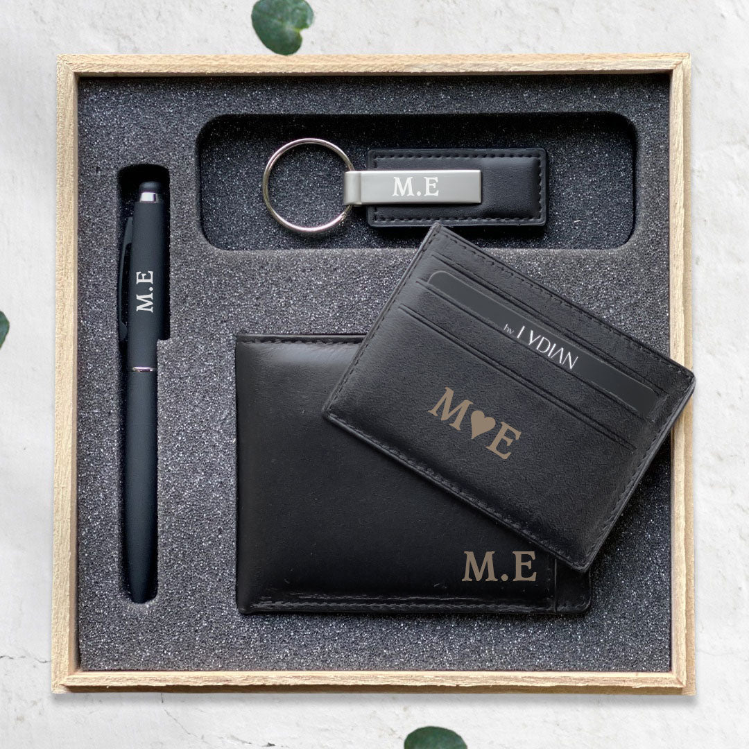 Coffret cadeau personnalisé - Stylo - Portefeuille - Porte-clés - Coffret cadeau 2