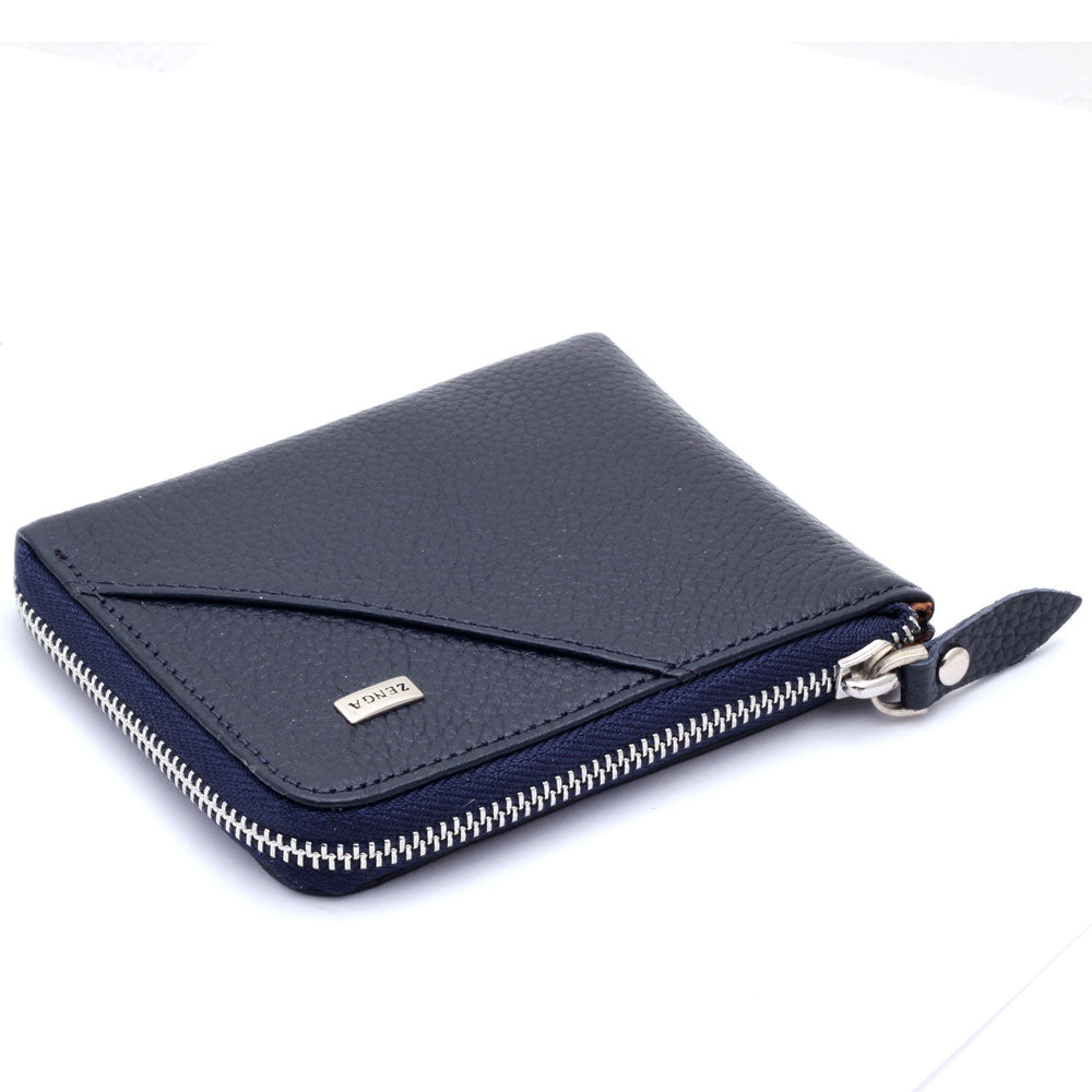 Portefeuille en cuir bleu BLW286B