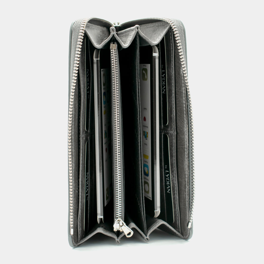 Portefeuille en cuir pour smartphone Gris BLW3034-G