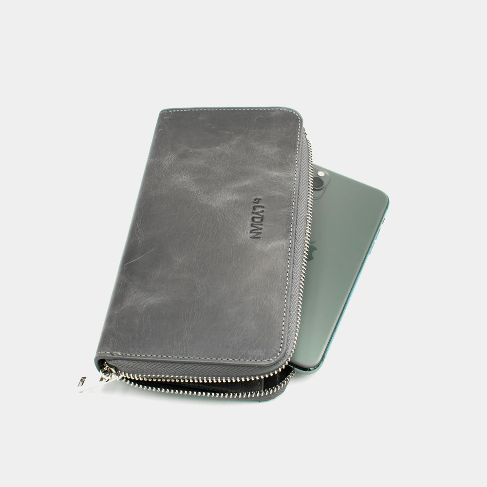 Portefeuille en cuir pour smartphone Gris BLW3034-G