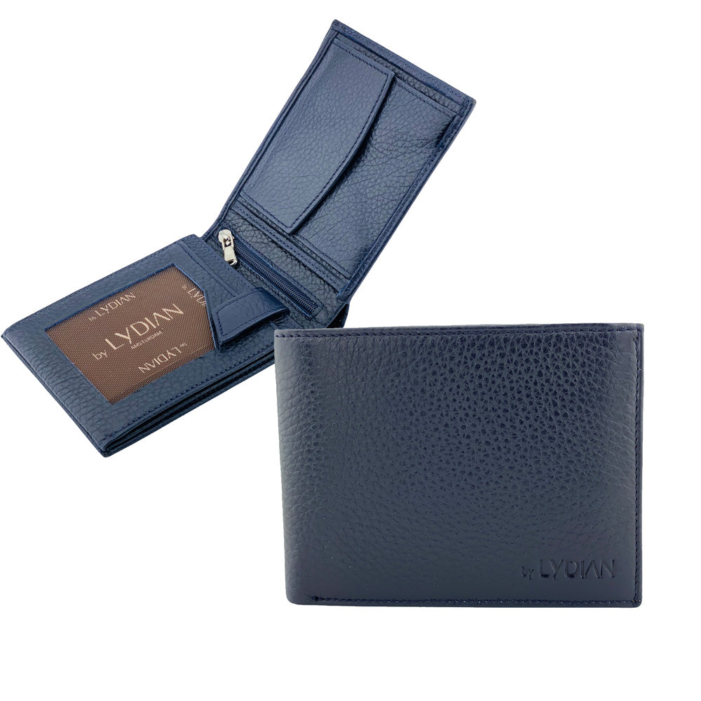 Portefeuille en cuir bleu foncé BLW050-L