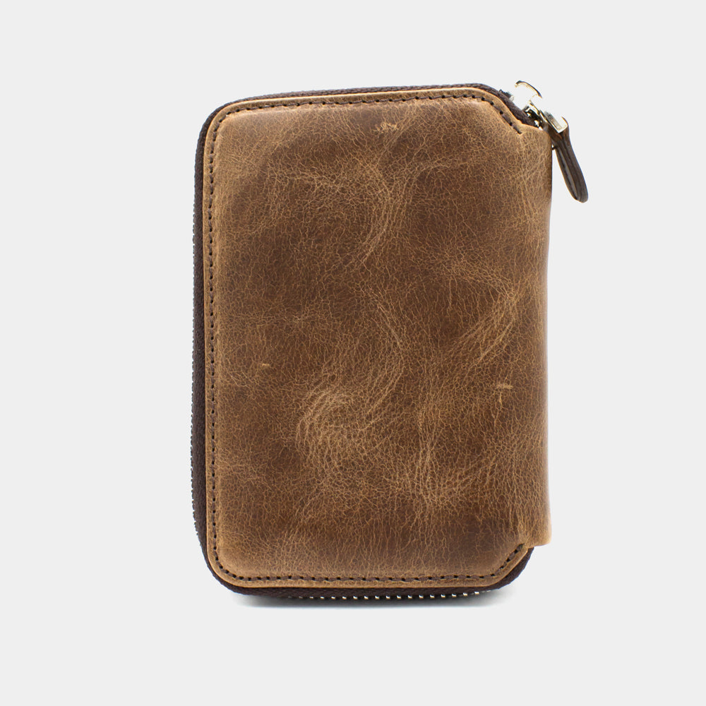 Portefeuille en cuir marron avec fermeture éclair BLW796-GK