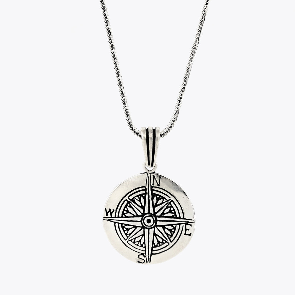 Collier pour homme avec pendentif boussole en argent sterling BLYDK206