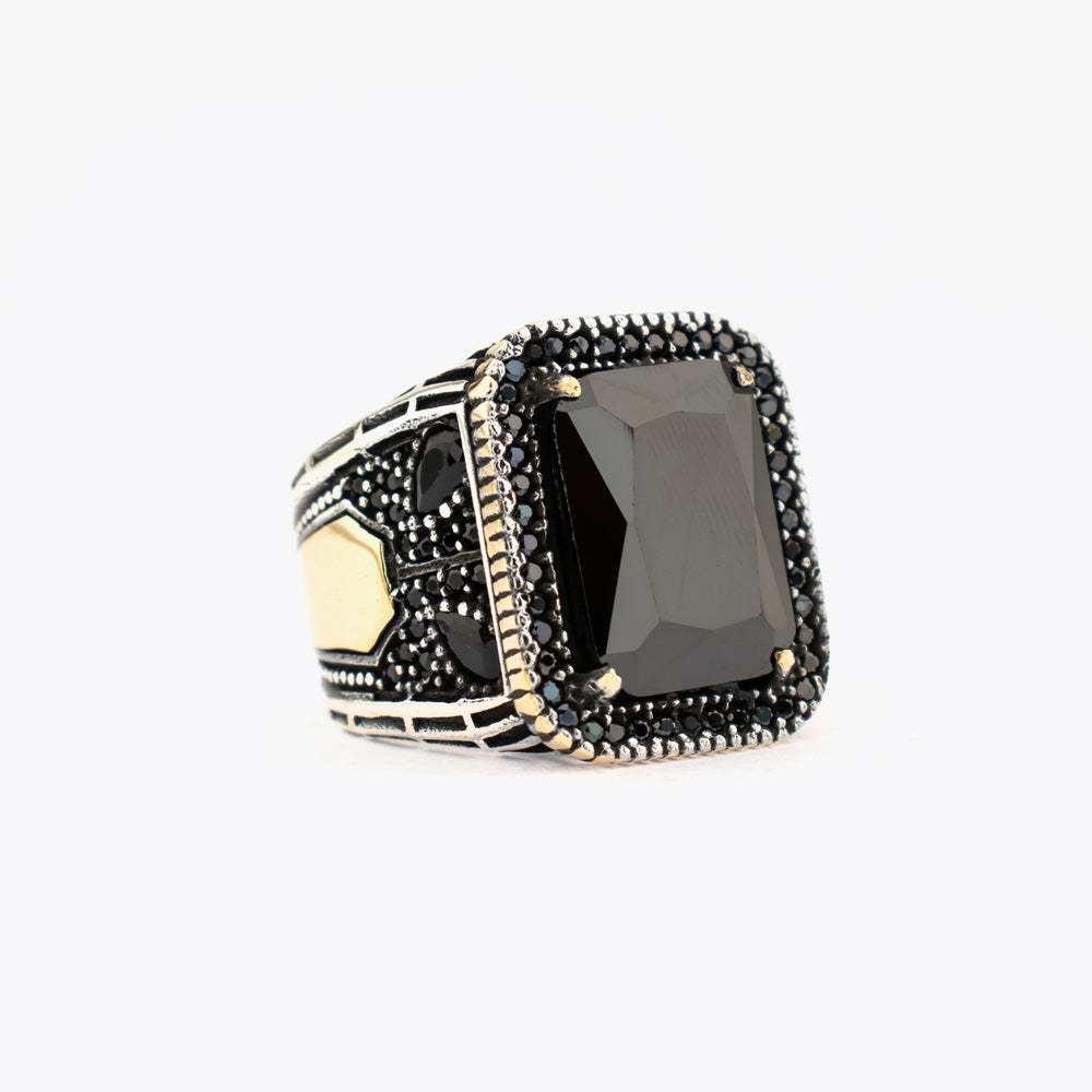 Bague pour homme avec pierre d'onyx