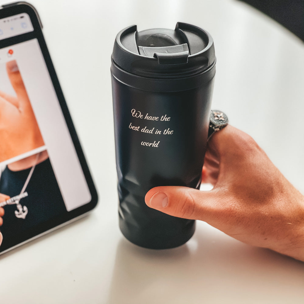 Tasse thermos graphique avec texte