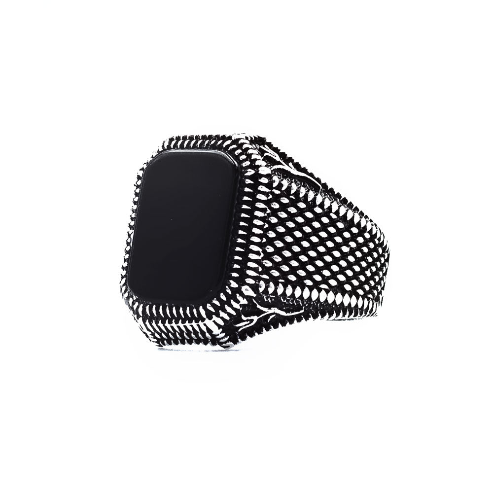 Bague pour homme en argent 925 avec pierre d'onyx LMR140