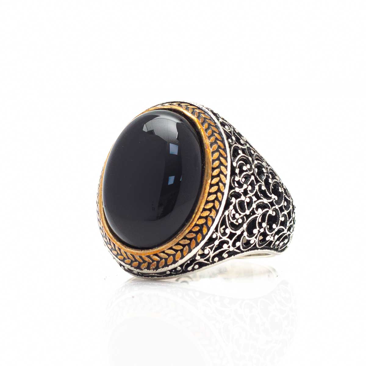 Bague pour homme en argent 925 avec pierre d'onyx LMR215