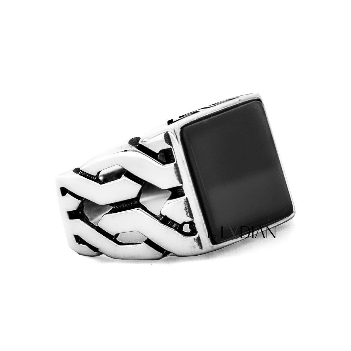 Bague pour homme en argent 925 avec pierre d'onyx LMR230