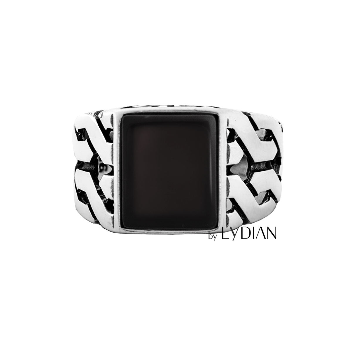 Bague pour homme en argent 925 avec pierre d'onyx LMR230