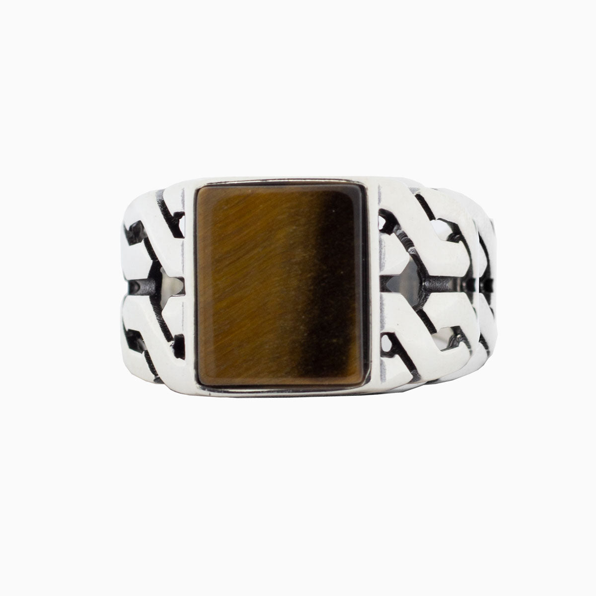 Bague pour homme en argent 925 avec pierre d'oeil de tigre LMR263