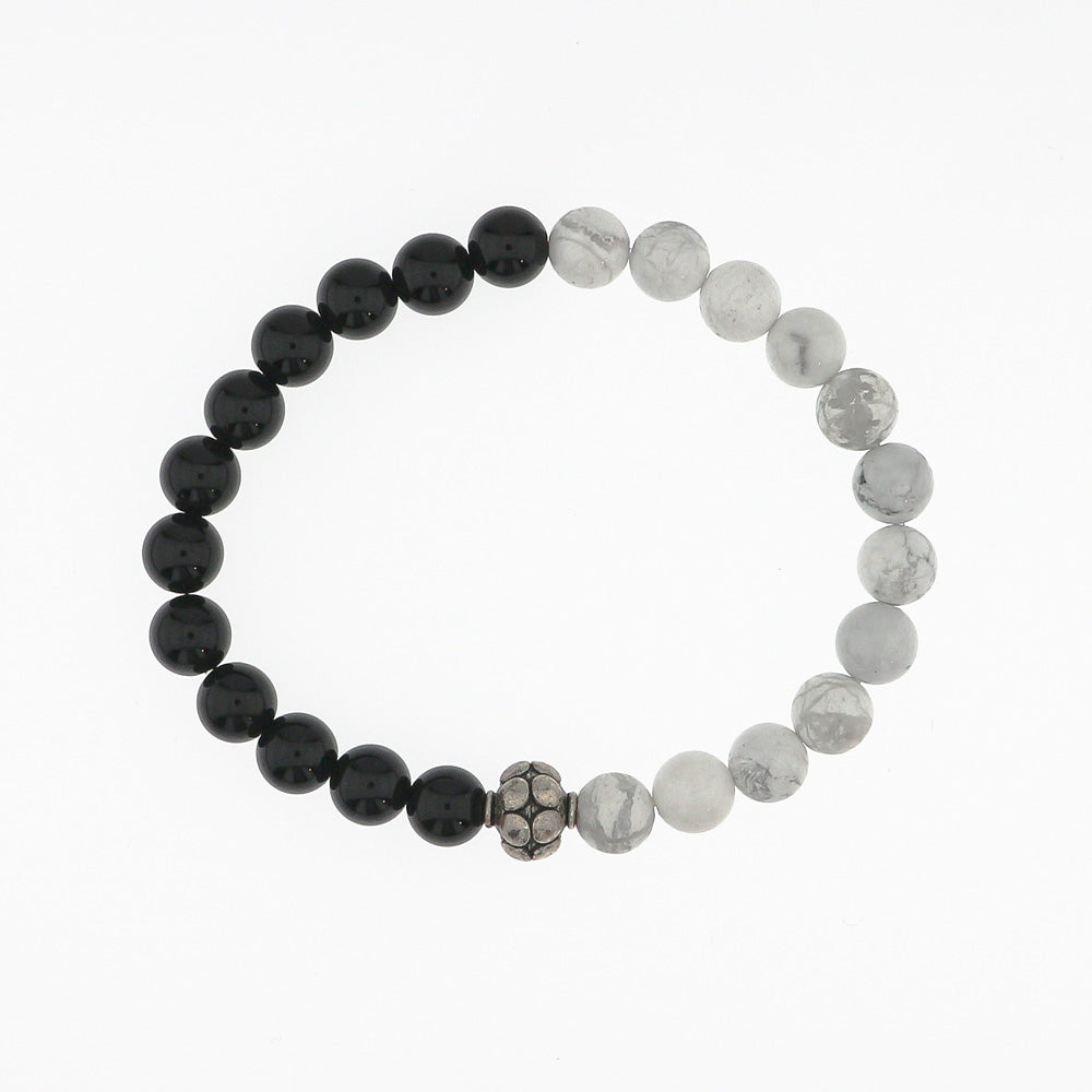 Bracelet Perlé Howlite Onyx