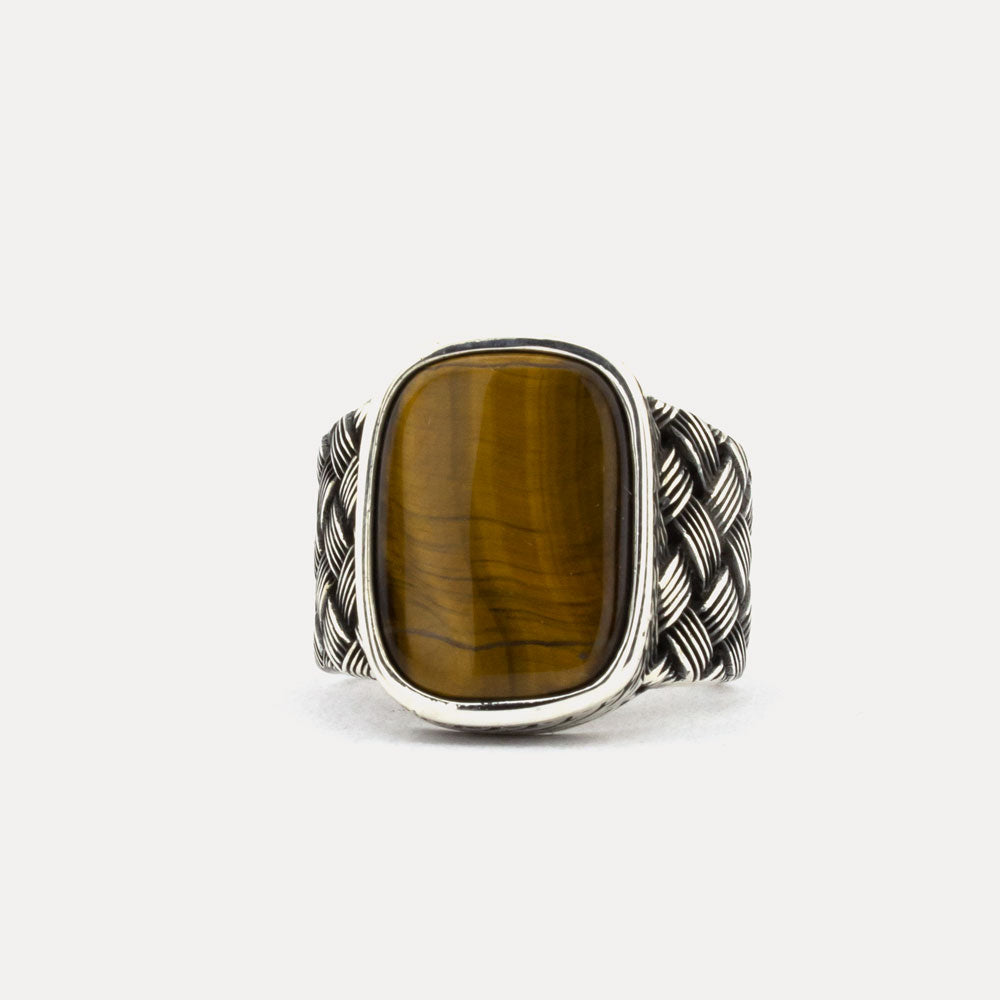 Bague pour homme en argent 925 avec pierre d'oeil de tigre ORTBL105