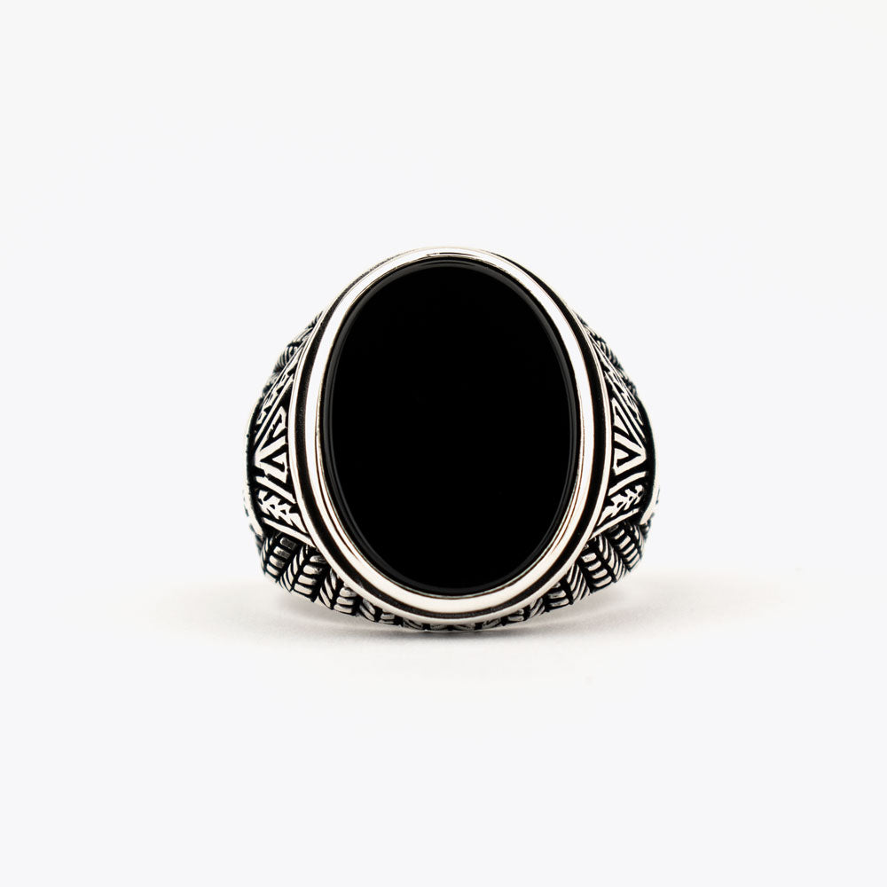 Bague pour homme en argent 925 avec pierre d'onyx ORTBL156