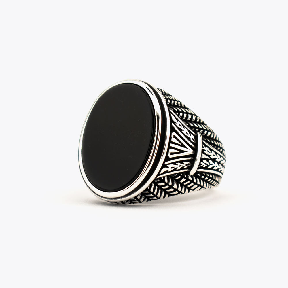 Bague pour homme en argent 925 avec pierre d'onyx ORTBL156