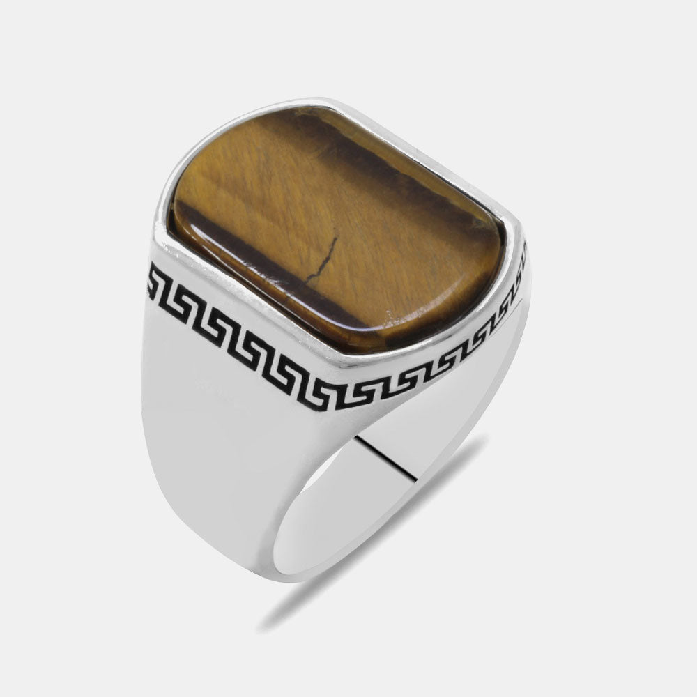 Bague pour homme en argent 925 avec pierre d'oeil de tigre ORTBL158