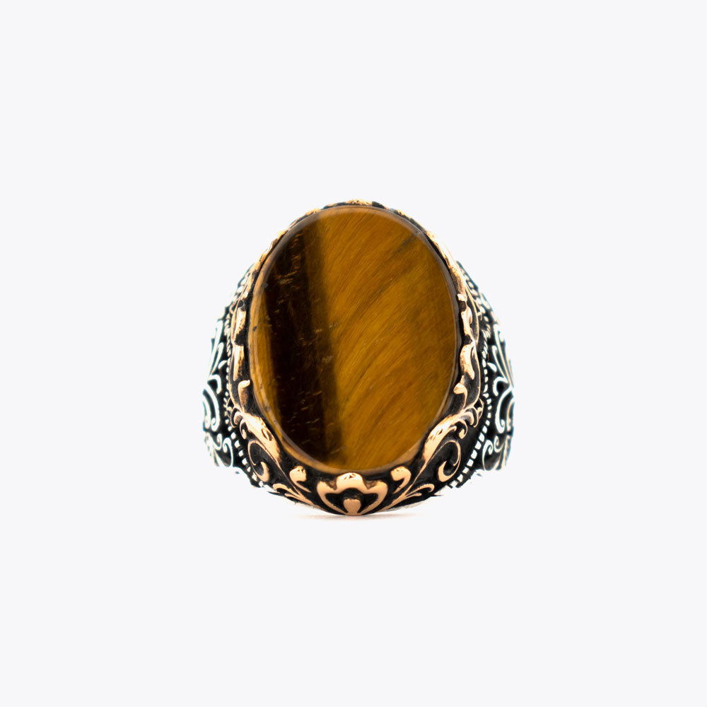 Bague pour homme en argent 925 avec pierre d'oeil de tigre ORTBL178