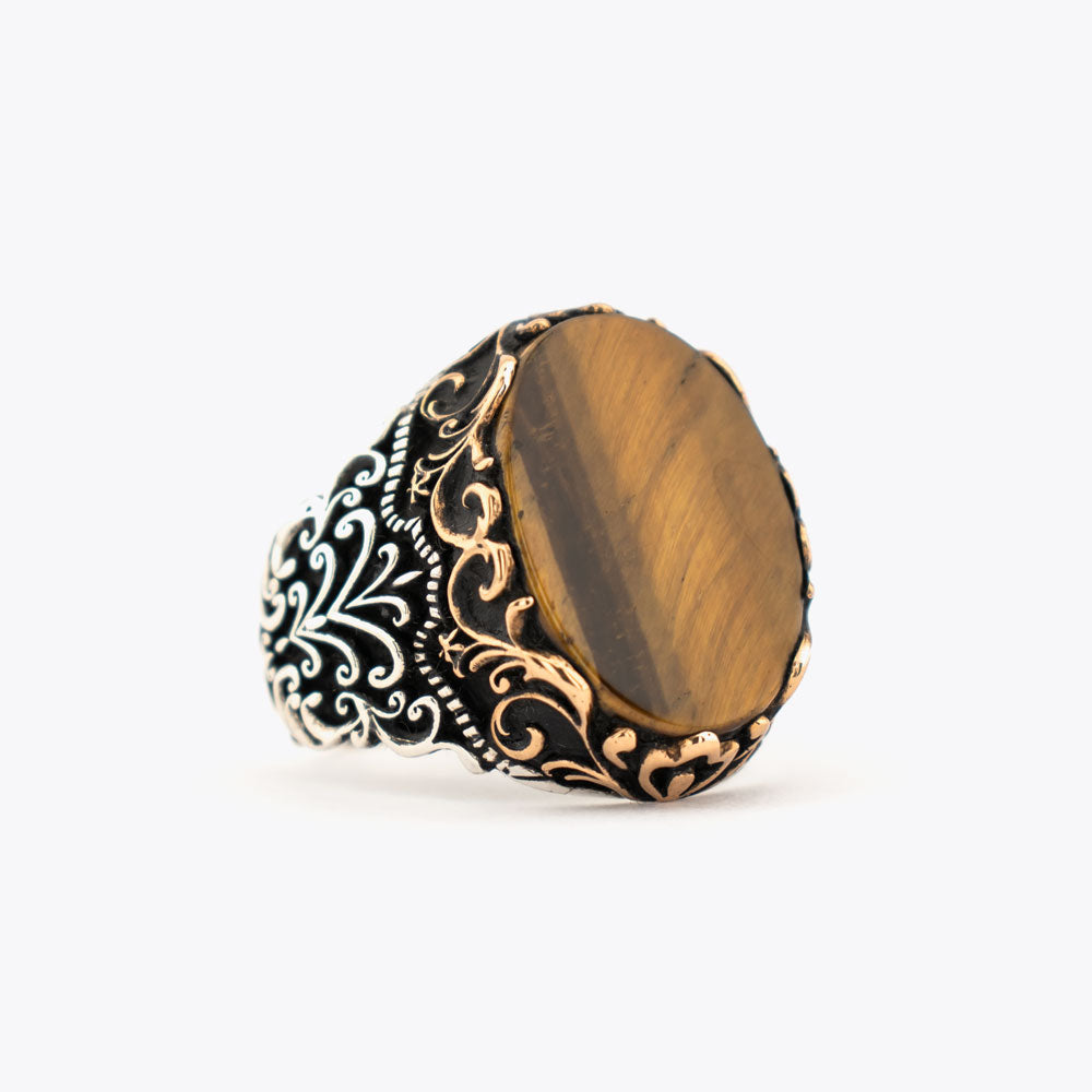 Bague pour homme en argent 925 avec pierre d'oeil de tigre ORTBL178