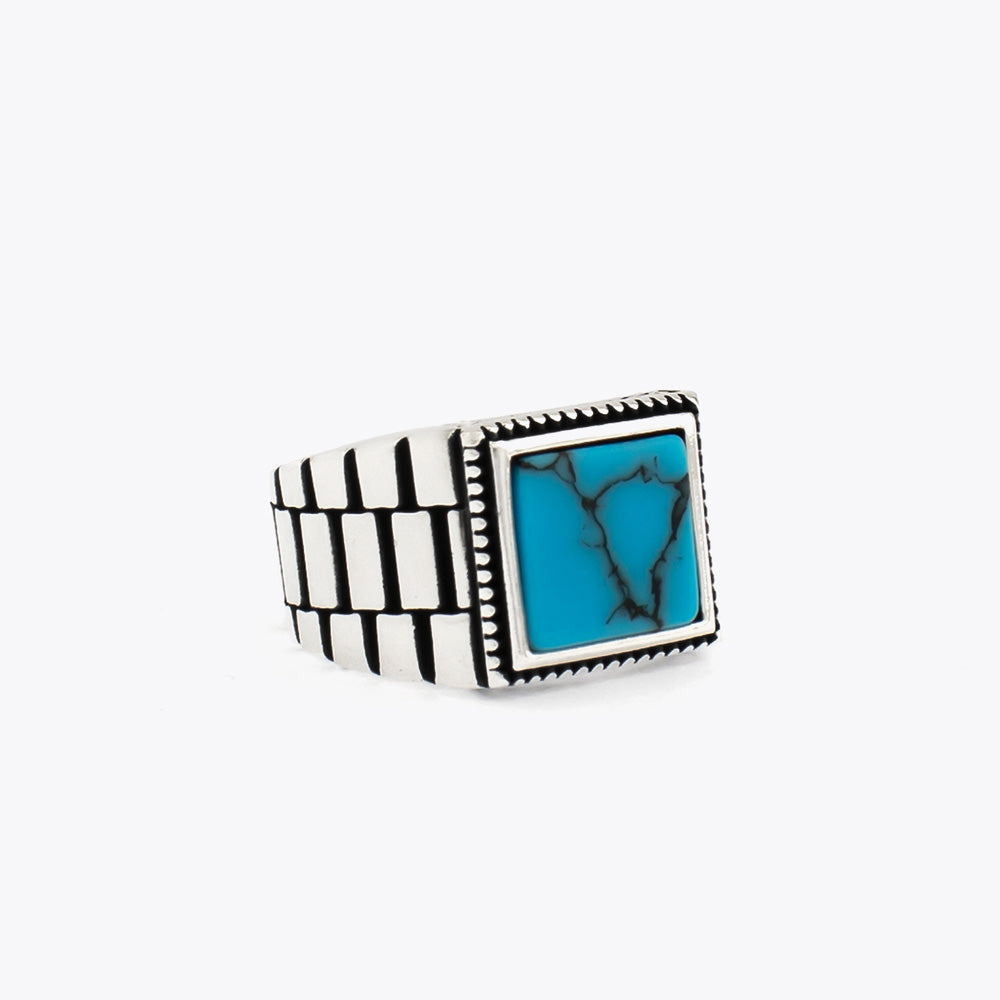 Bague pour homme en argent 925 avec pierre turquoise ORTBL191