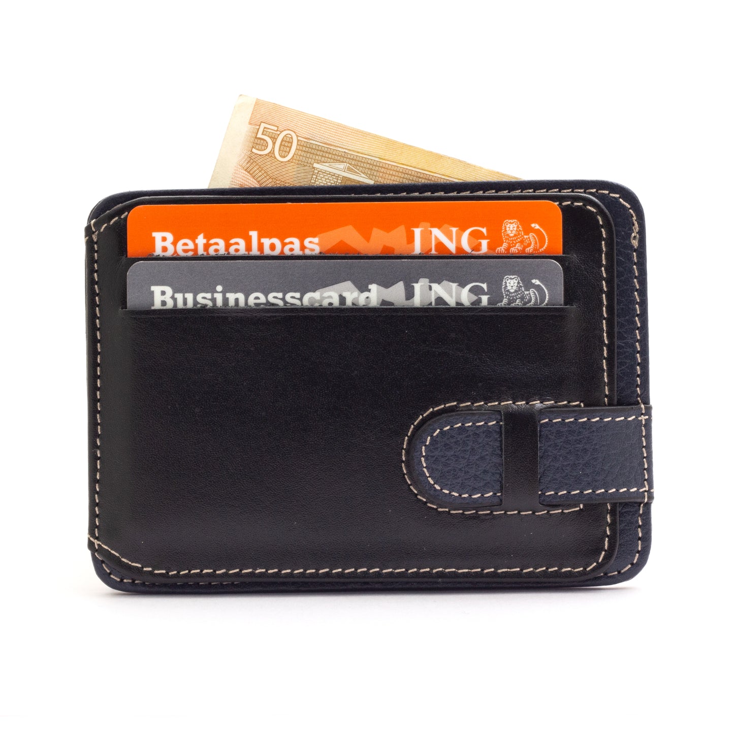 Porte-cartes en cuir personnalisé, briquet USB et coffret cadeau stylo bleu