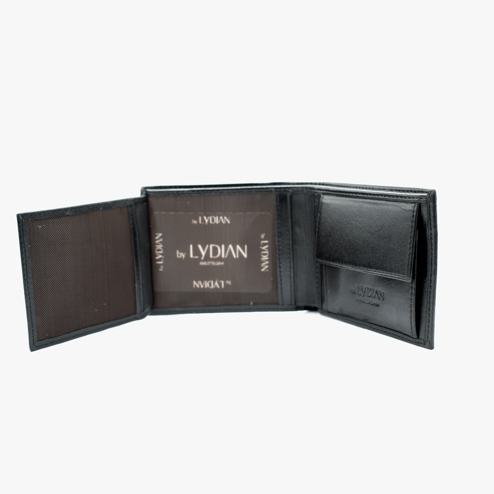Portefeuille en cuir gravé - Noir -1155-M1