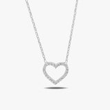 Zilveren ketting hart met zirkonia steen