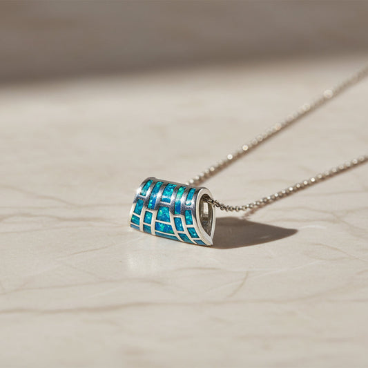 Collier en Argent avec Opale Bleue BLDS068