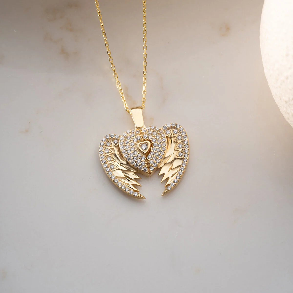 Persoonlijke Hartvormige Engelvleugel Ketting