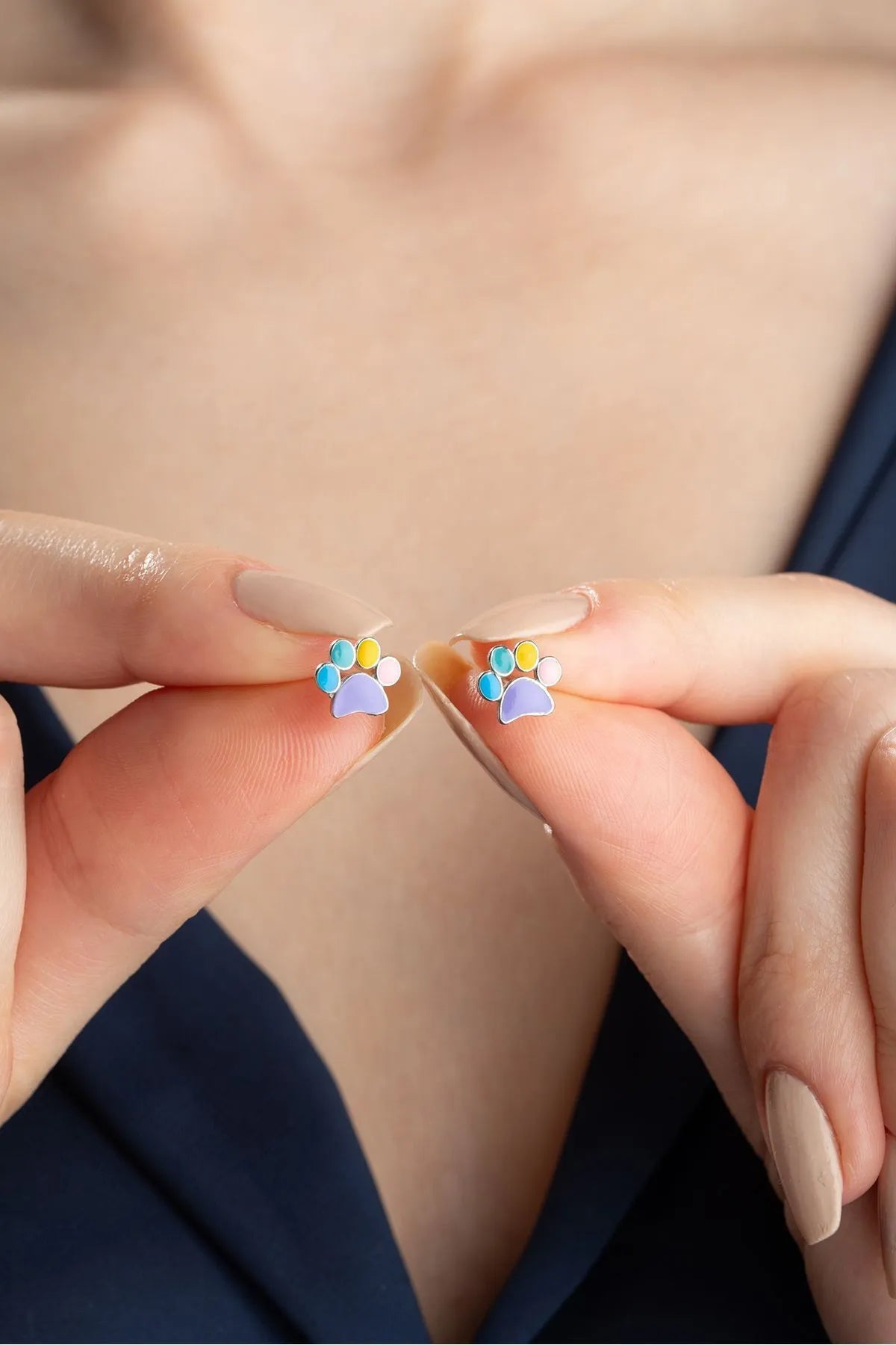 Boucles d'oreilles de patte heureuses - 925 argent