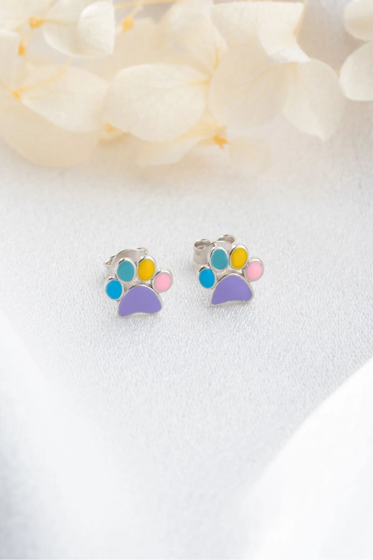 Boucles d'oreilles de patte heureuses - 925 argent