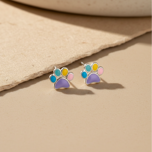 Boucles d'oreilles de patte heureuses - 925 argent