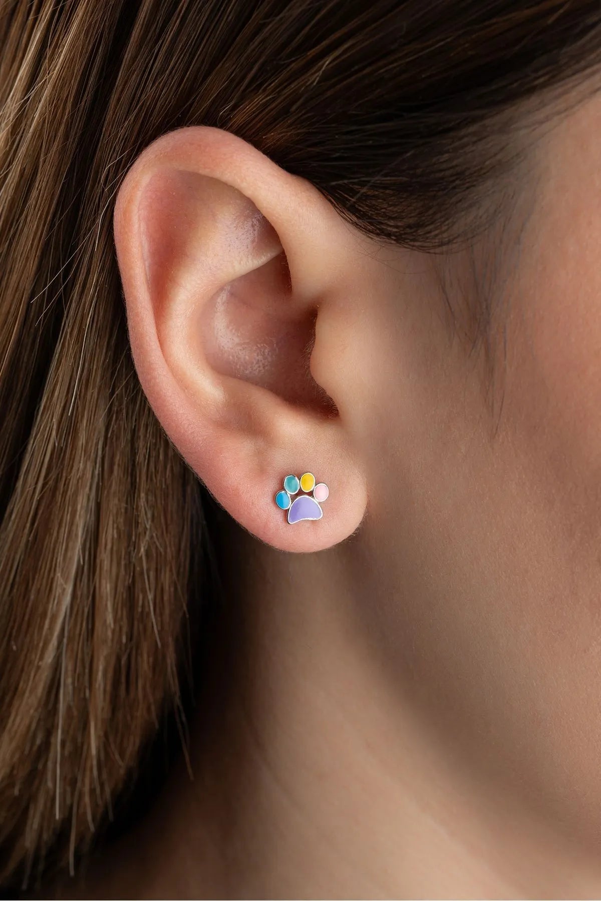 Boucles d'oreilles de patte heureuses - 925 argent