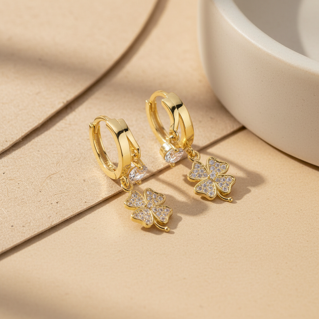 Boucles d’oreilles Trèfle à Quatre Feuilles – Argent 925
