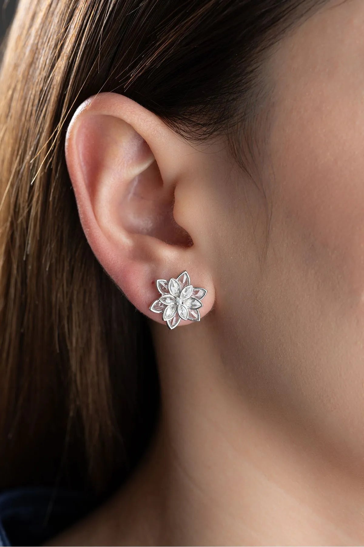 Boucles d'oreilles Lotus - 925 Silver & Zirconia